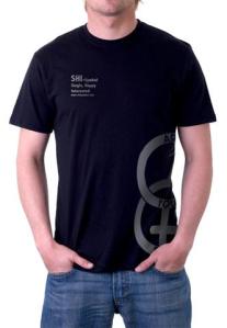 SHI Symbol Men's Black/Metallic Silver T Shirt, front view