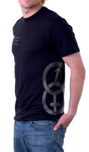 SHI Symbol Men's Black/Metallic T Shirt, side view